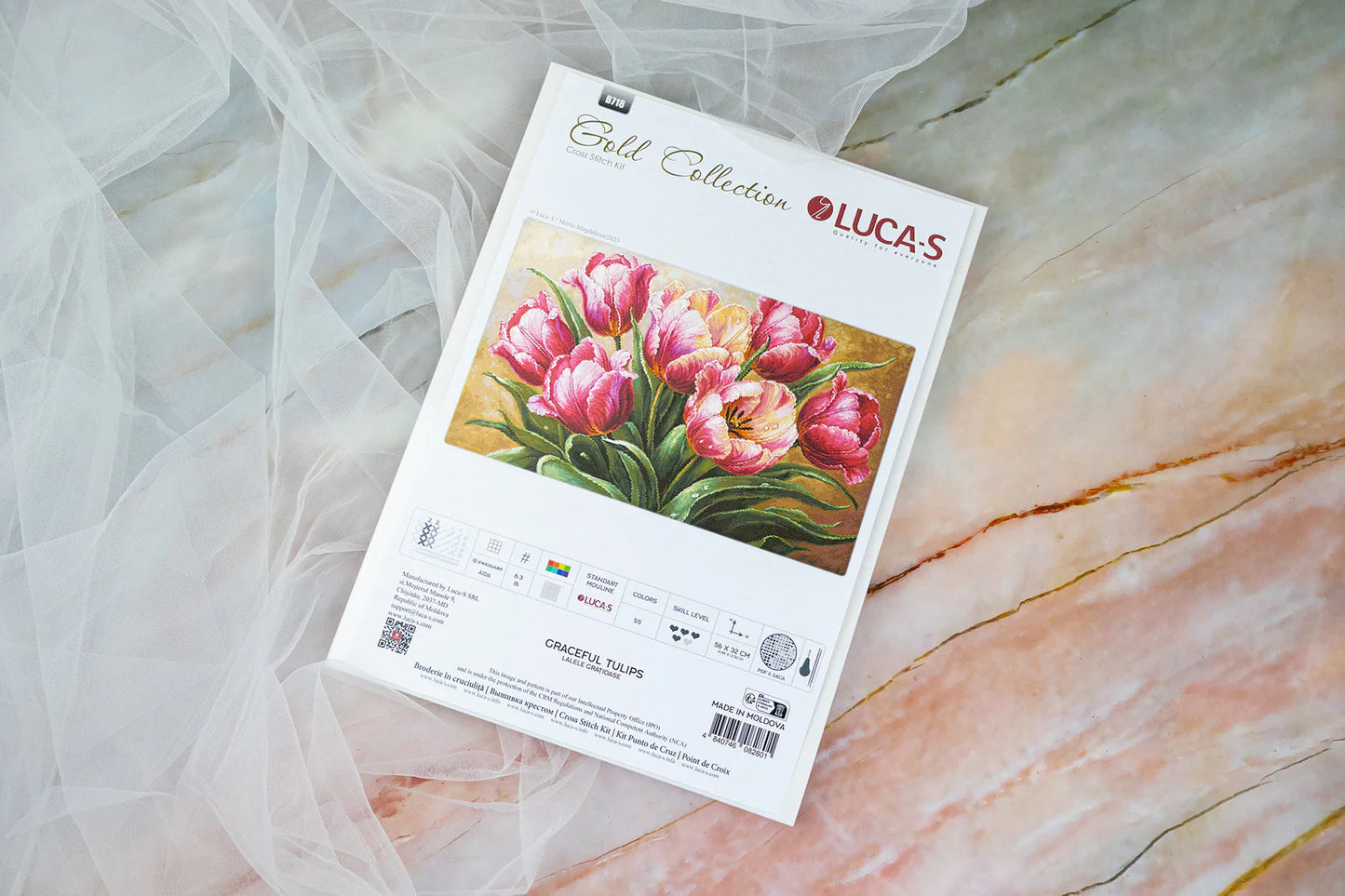 Kit de Punto de Cruz "Tulipanes Elegantes" – Luca-S GOLD B718