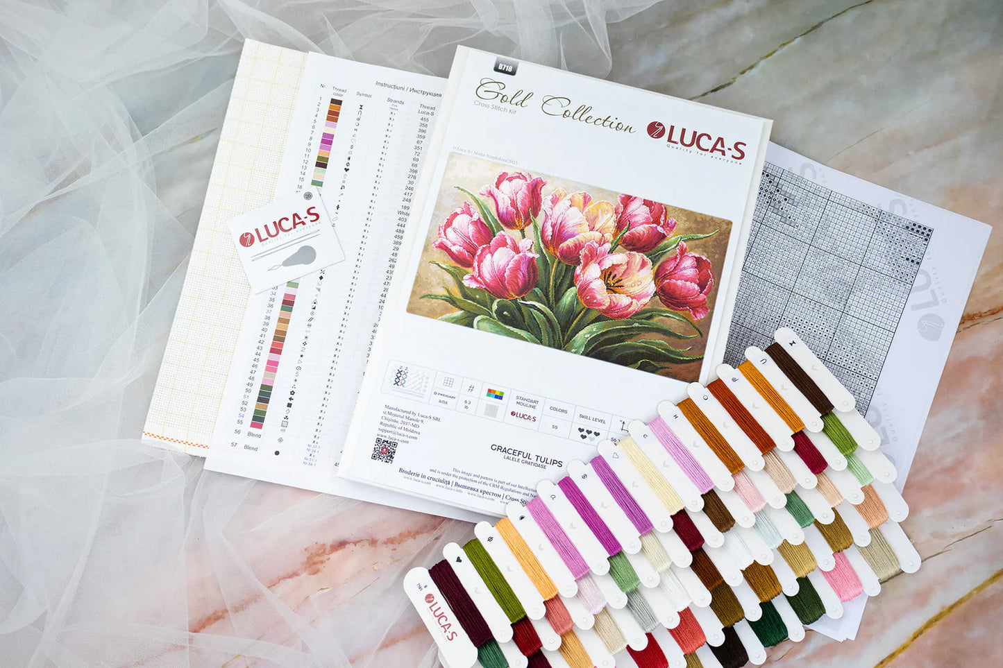 Kit de Punto de Cruz "Tulipanes Elegantes" – Luca-S GOLD B718