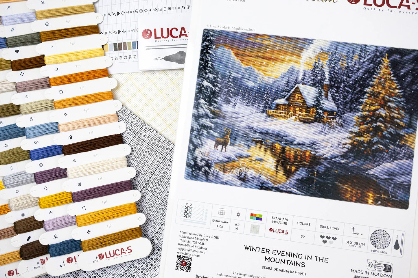 Detalle de los hilos y organizador del kit Luca-S GOLD B721