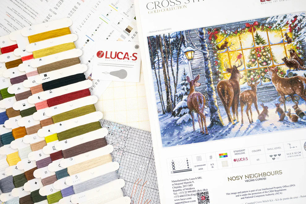 Kit de Punto de Cruz "Vecinos Curiosos" – Luca-S GOLD BU5086