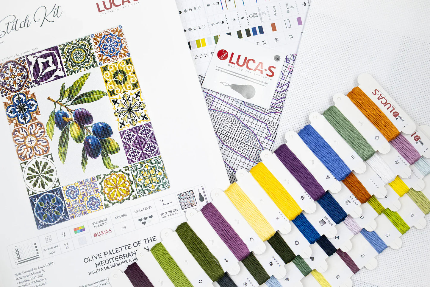 Kit de Punto de Cruz Luca-S – Paleta Mediterránea de Aceitunas B7050