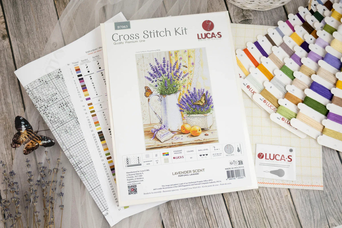 Kit de punto de cruz Luca-S B7063 Lavender Scent – Aroma de Lavanda 29x40 cm