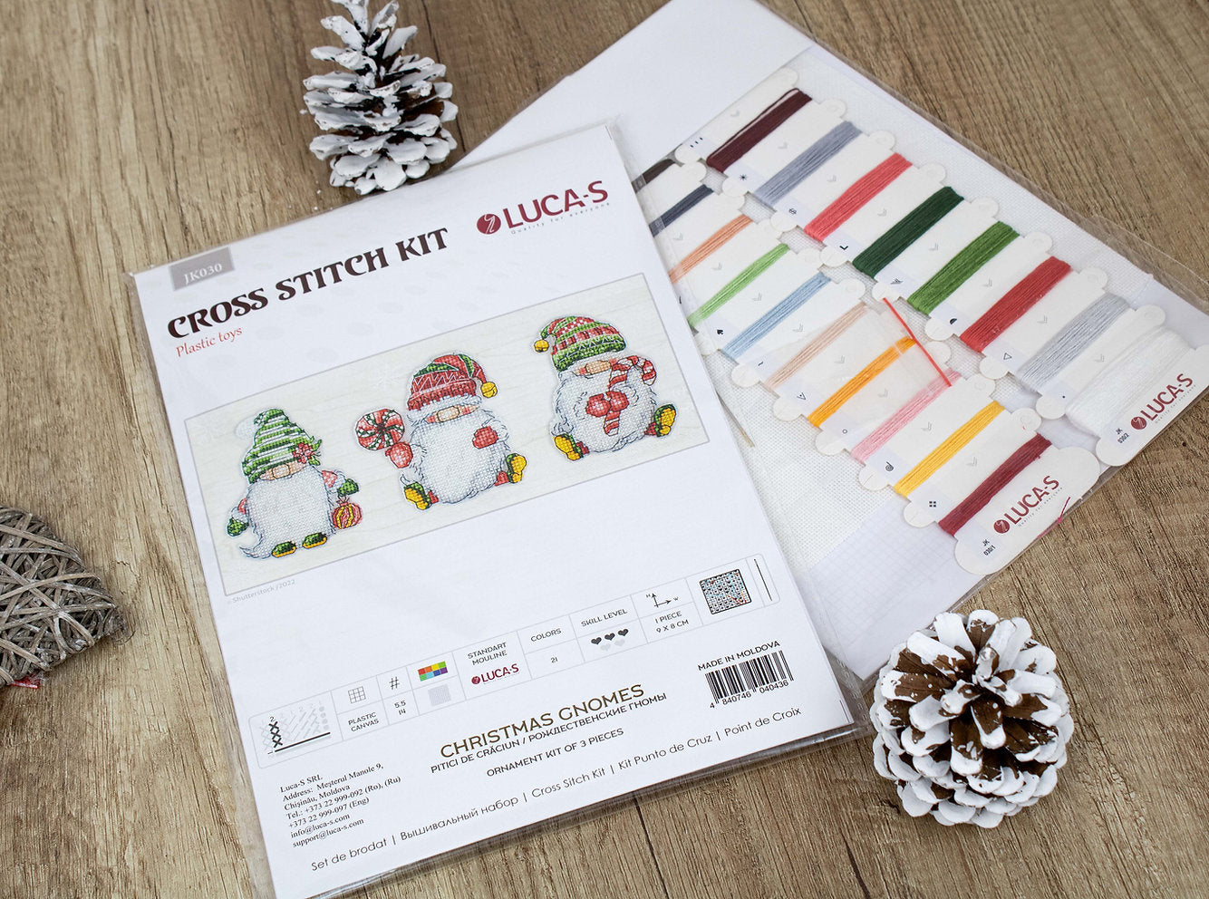 Gnomos navideños - JK030 Luca-S - Kit de Punto de Cruz