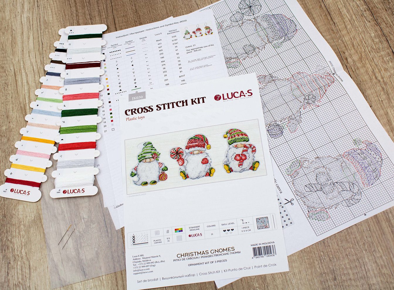Gnomos navideños - JK030 Luca-S - Kit de Punto de Cruz