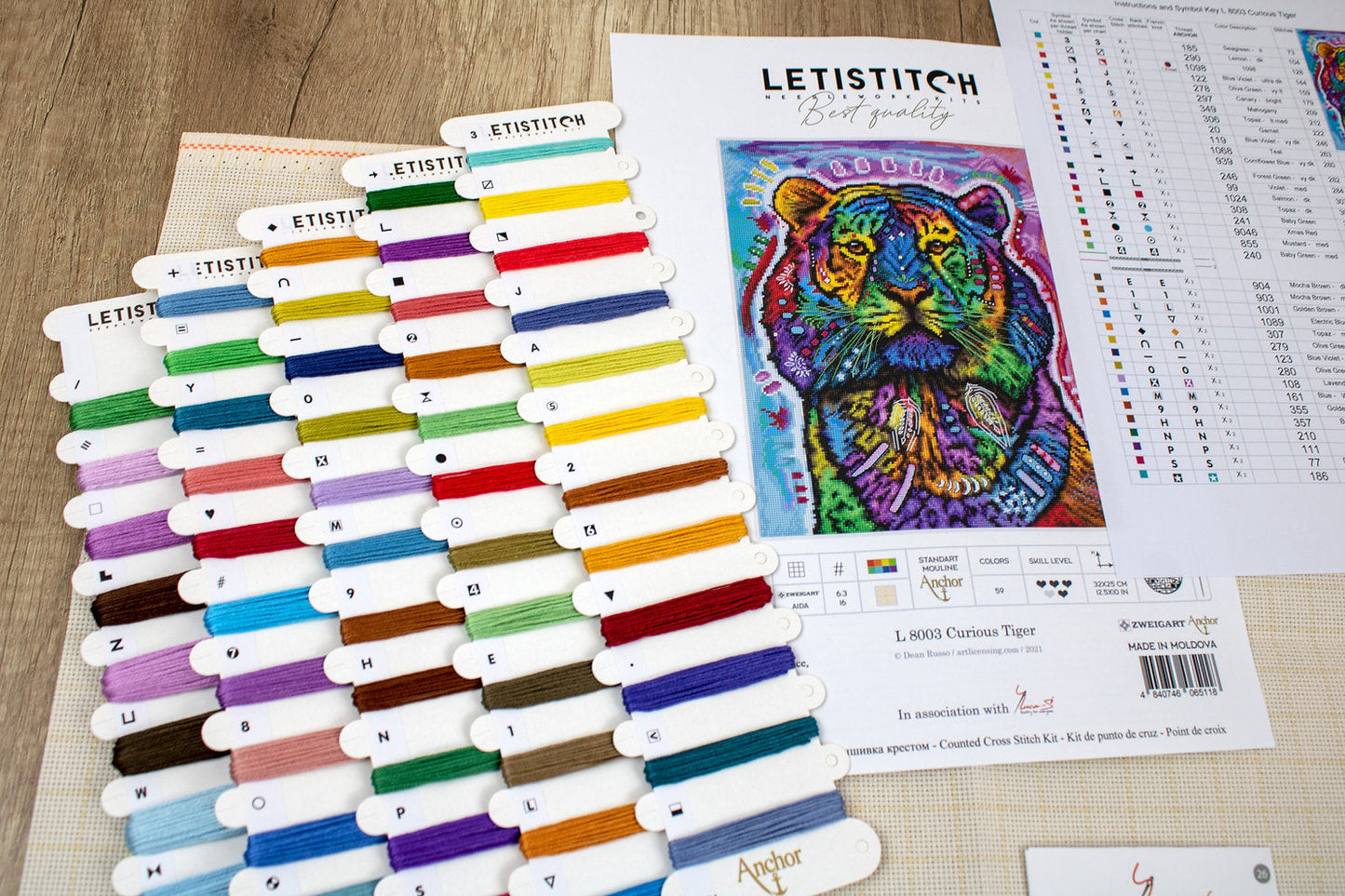 L8003 Curious Tiger - LETISTITCH - Kit de Punto de Cruz