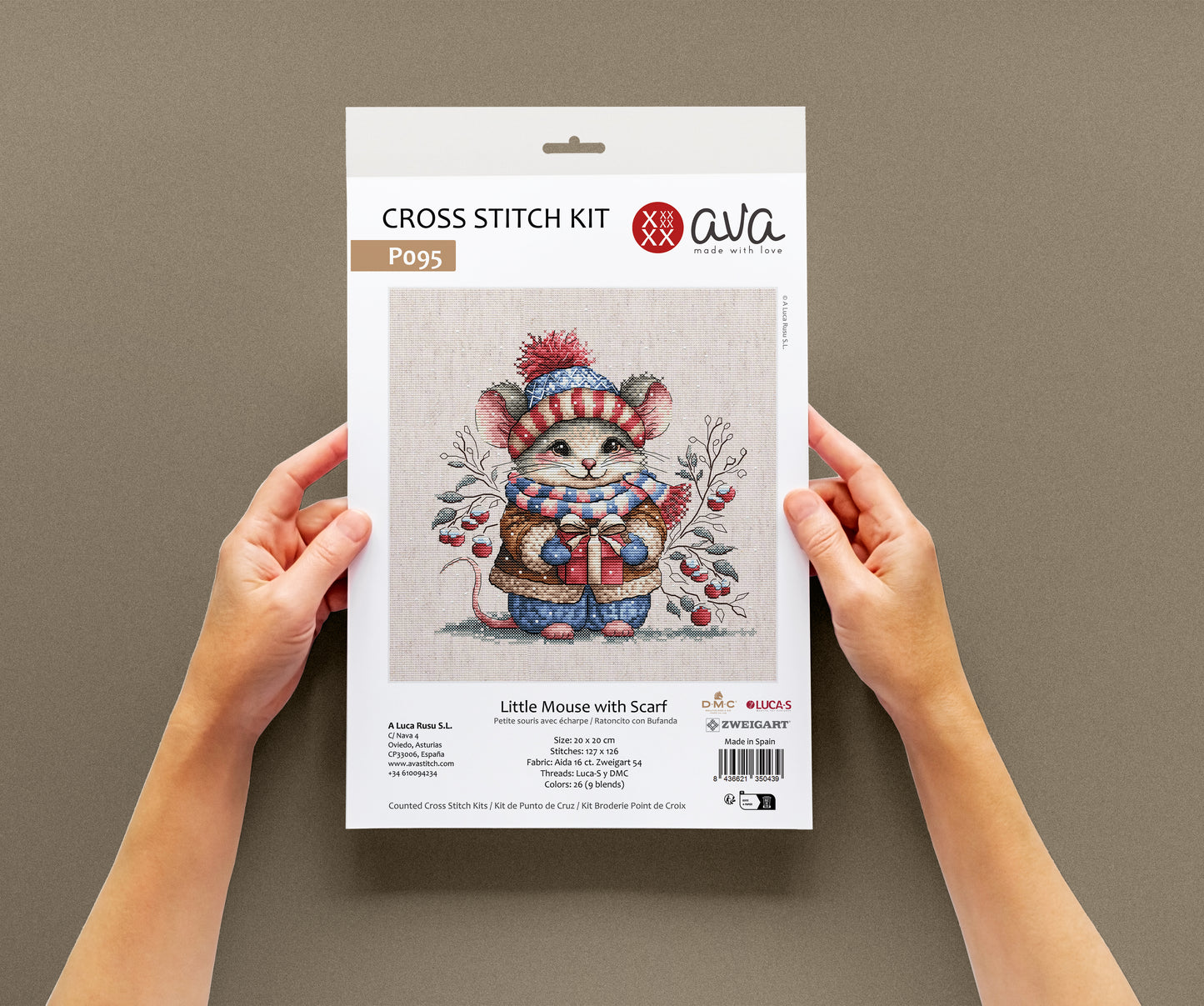 Little Mouse with a Scarf - Cross Stitch Kit AVA P095