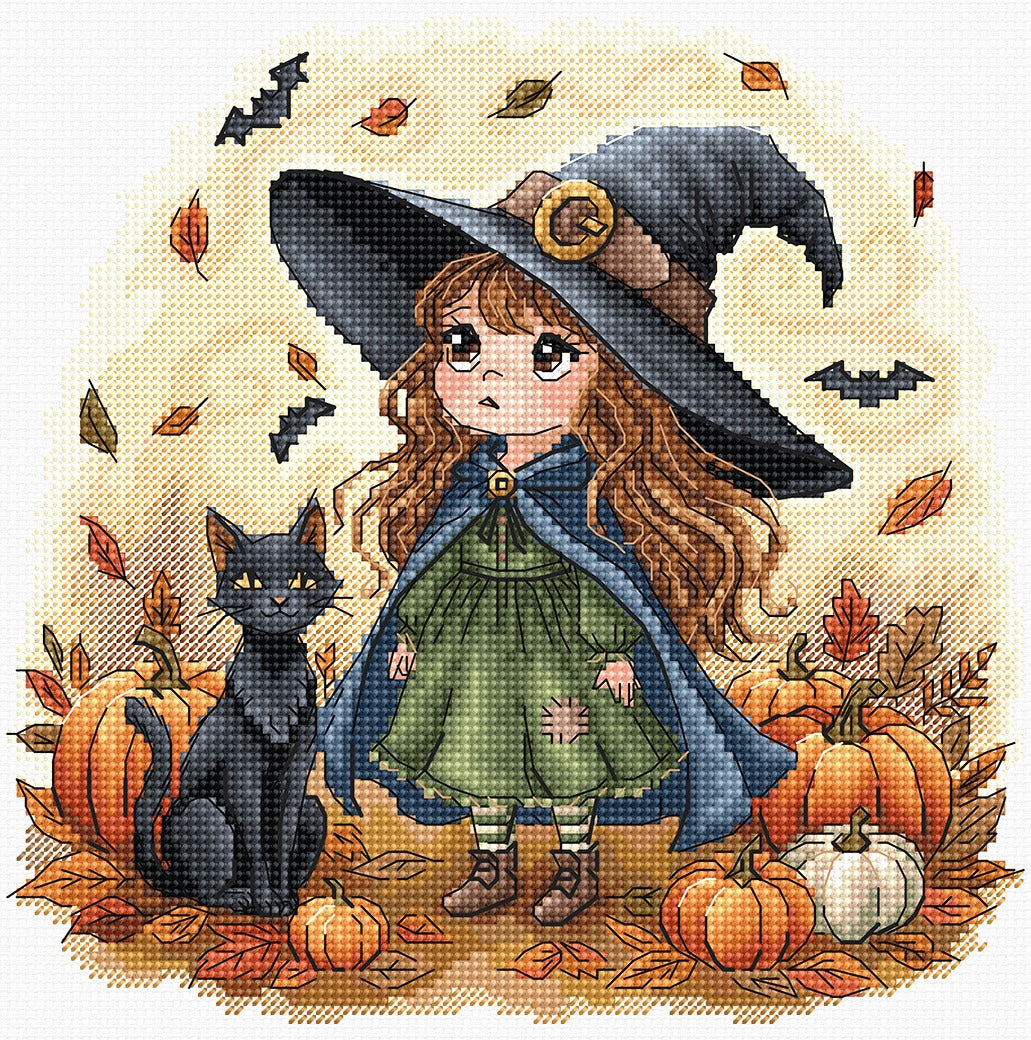P131 Little Autumn Witch - Cross Stitch Kit