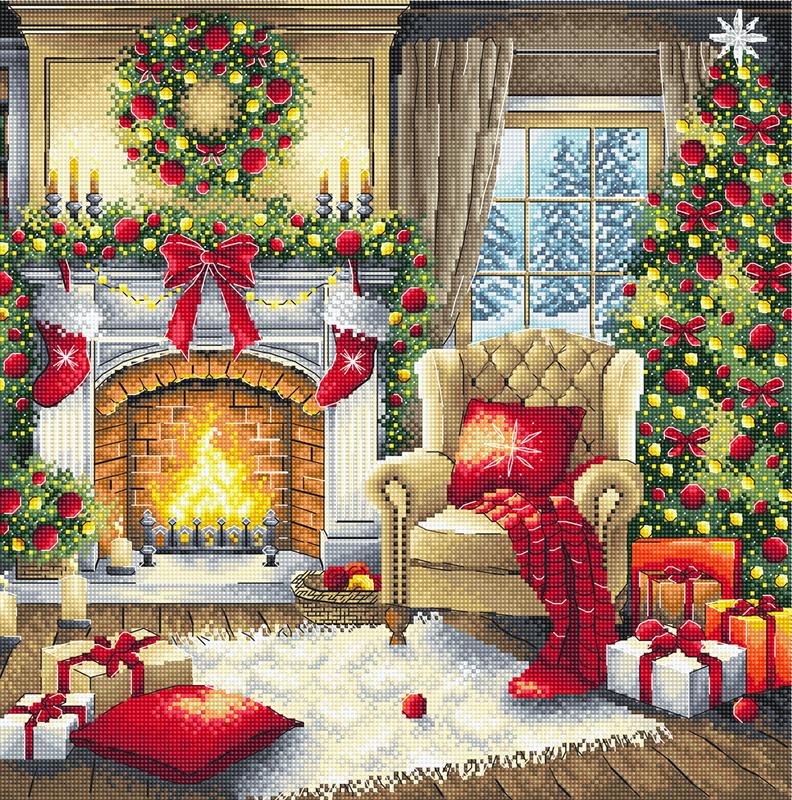 Christmas Eve by the Fireplace - Cross Stitch Kit AVA P183