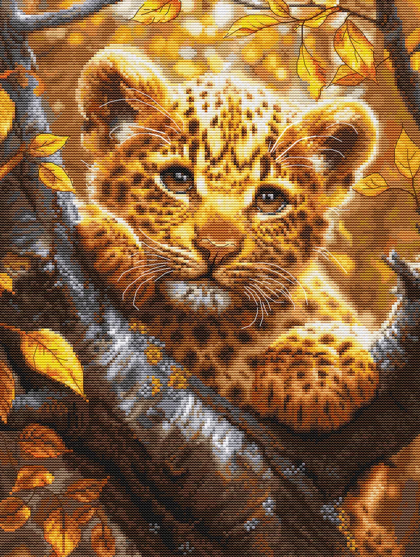 Kit de Punto de Cruz Contado - Leopard Cub at Sunrise, BU5068