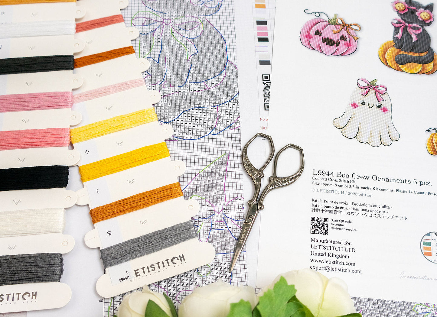 L9944 Boo Crew Ornaments 5 pcs. - Letistitch | Kit de punto de cruz en plástico