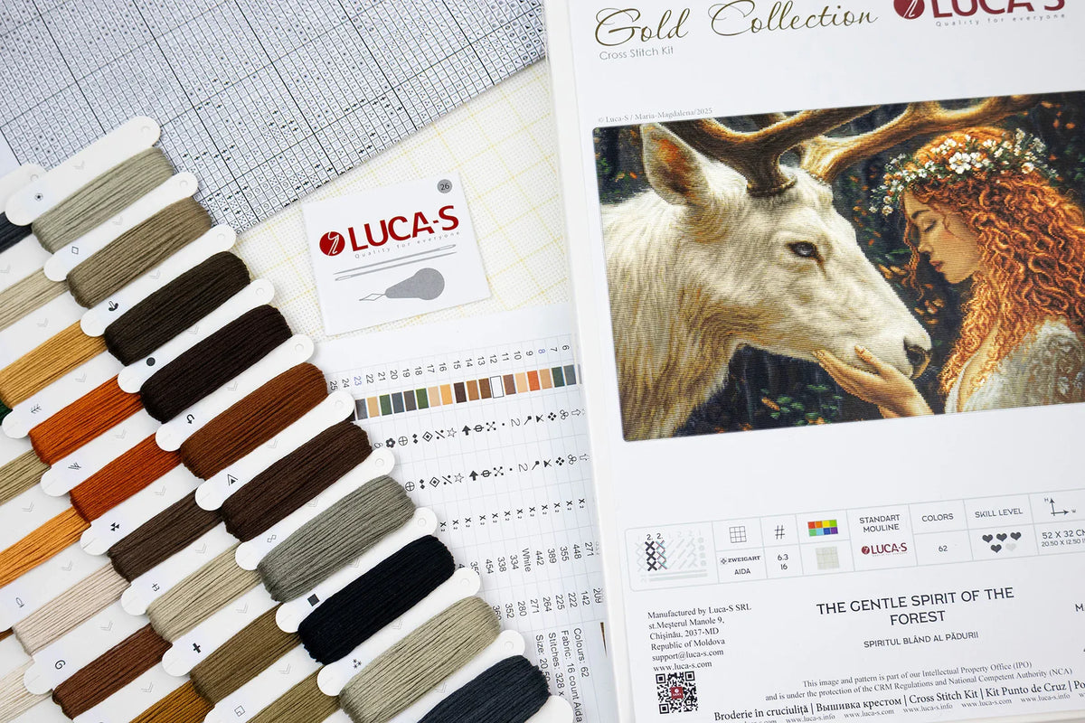 Hilos de algodón clasificados y gama de colores del kit Luca-S GOLD The Gentle Spirit of the Forest