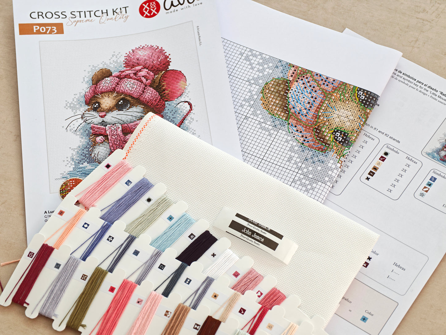 Little Mouse with a Winter Hat - Cross Stitch Kit AVA P073