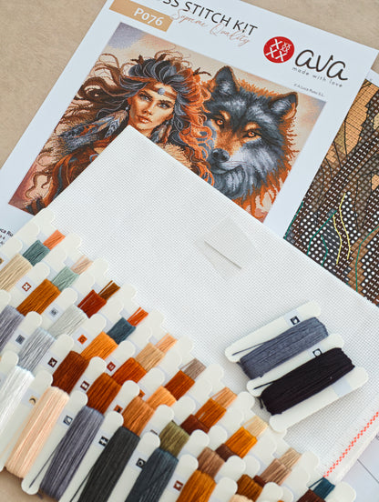 The Worrior and the Wolf - Cross Stitch Kit AVA P076