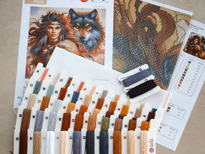 The Worrior and the Wolf - Cross Stitch Kit AVA P076