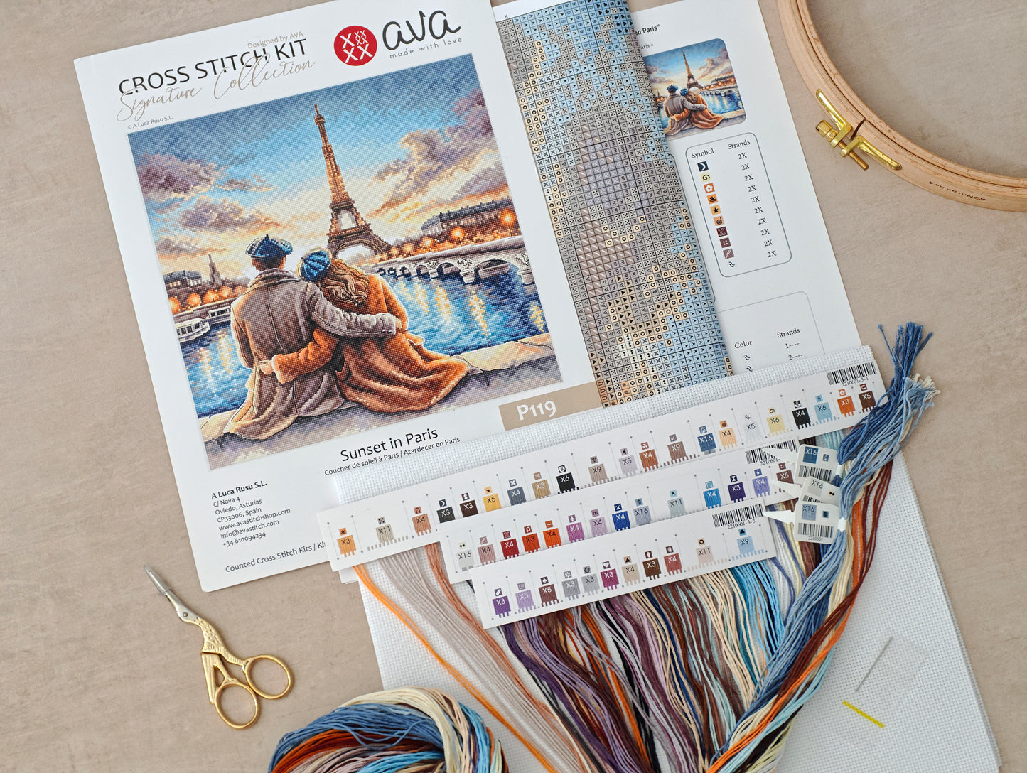 P119 Sunset in Paris - Cross-Stitch Kit - Signature Collection