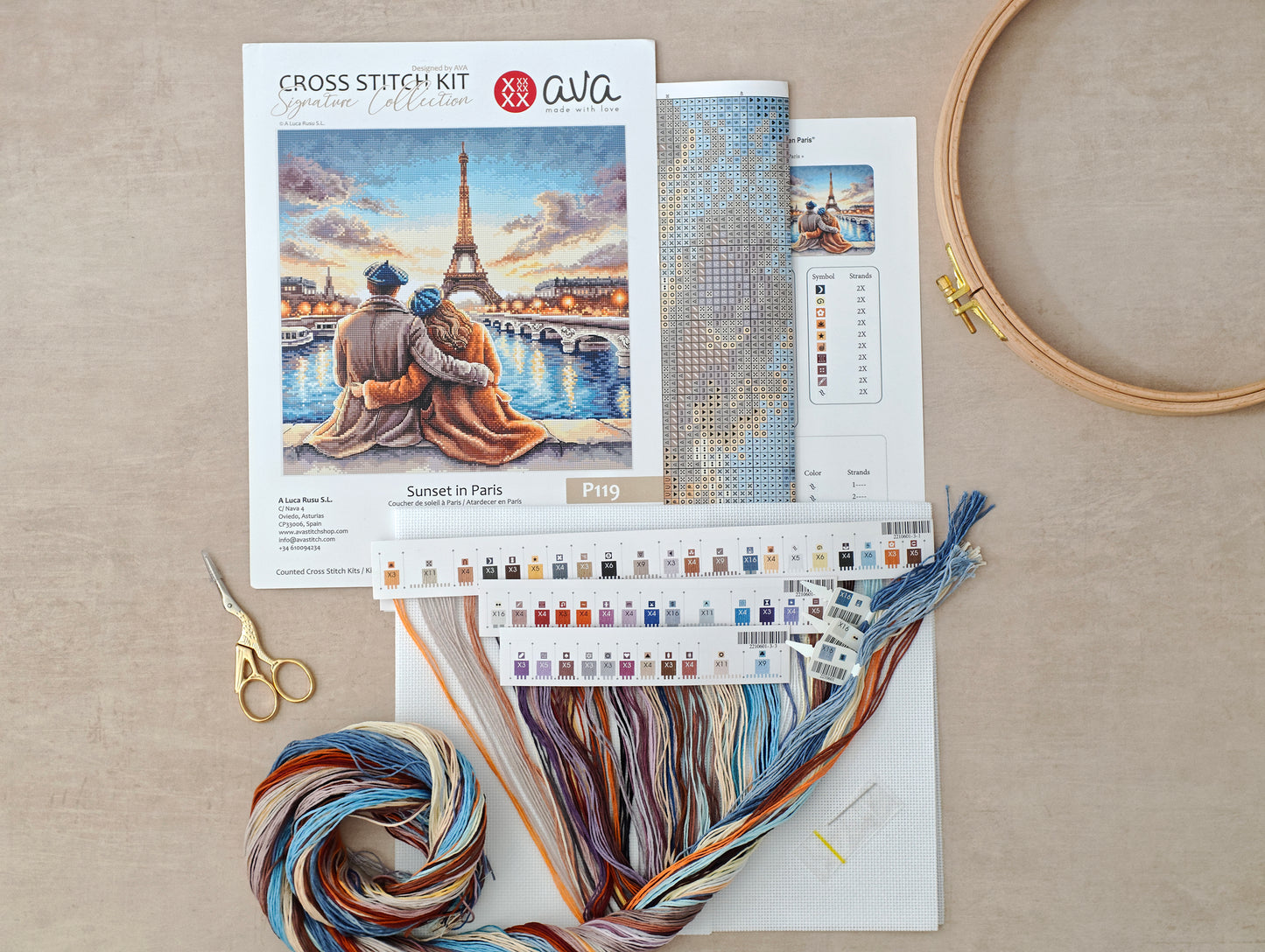 P119 Sunset in Paris - Cross-Stitch Kit - Signature Collection