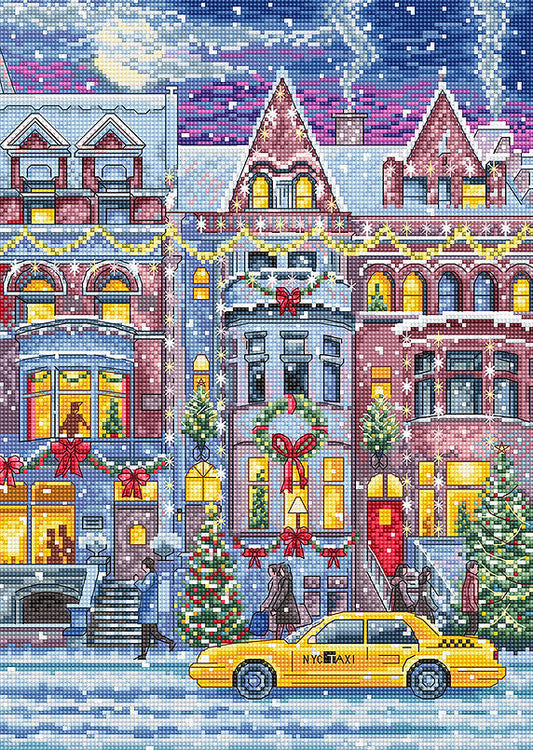 Kit de punto de cruz "Winter Townhouse" de Letistitch L8076