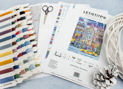 Kit de punto de cruz "Winter Townhouse" de Letistitch L8076