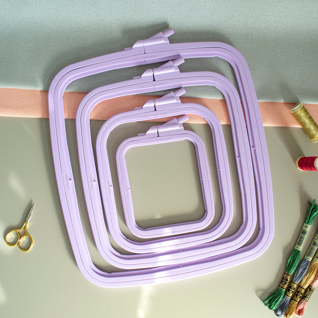 Nurge Violet Square Hoop: Precision and Style for Your Embroidery