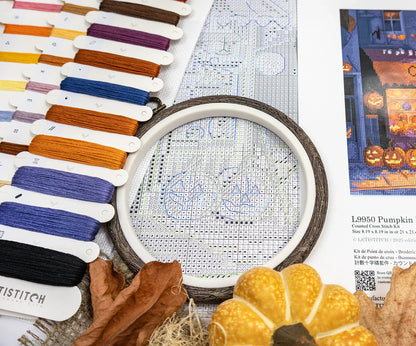 L9950 Pumpkin Lane - LetiStitch | Kit de punto de cruz otoñal