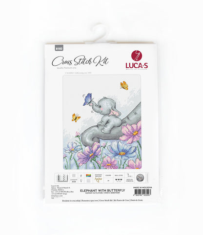 Elefante con Mariposa - B1183 Luca-S - Kit de Punto de Cruz