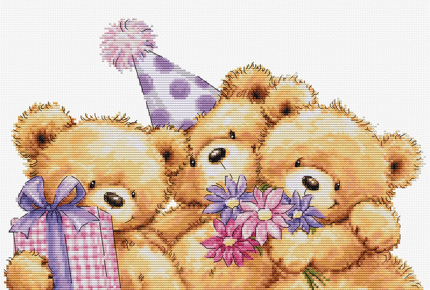 kit de punto de cruz "Three Party Bears" de Luca-S B1411