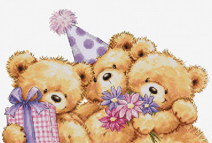 kit de punto de cruz "Three Party Bears" de Luca-S B1411