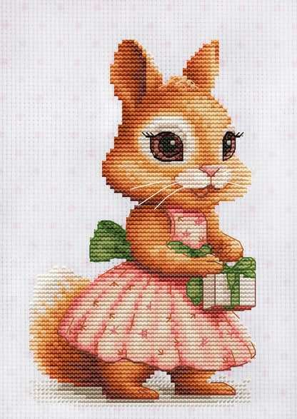 Kit de punto de cruz - Luca-S - The Squirrel's Gift, B1414