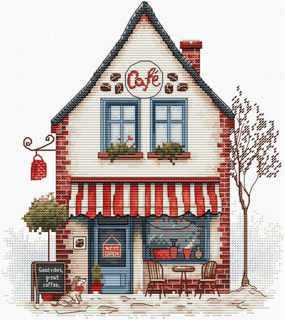 Luca-S B1427 – Welcome to Coffee! | Kit de punto de cruz con cafetería acogedora