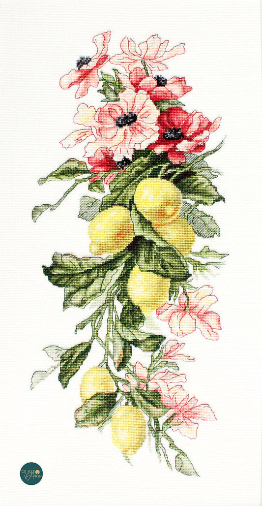 B210 Flores y limones - Luca-S - Kit de Punto de Cruz