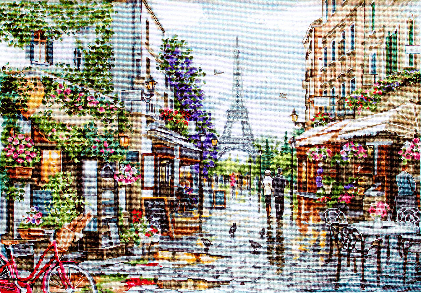 Kit de Punto de Cruz "Paris en Flores" con la Torre Eiffel - Luca-S B2365
