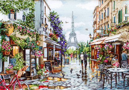 Kit de Punto de Cruz "Paris en Flores" con la Torre Eiffel - Luca-S B2365