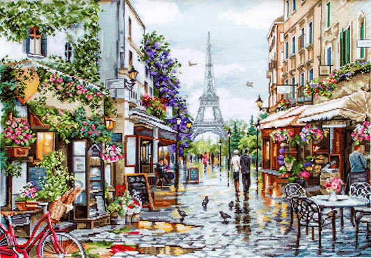Kit de Punto de Cruz "Paris en Flores" con la Torre Eiffel - Luca-S B2365