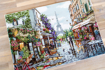 Kit de Punto de Cruz "Paris en Flores" con la Torre Eiffel - Luca-S B2365
