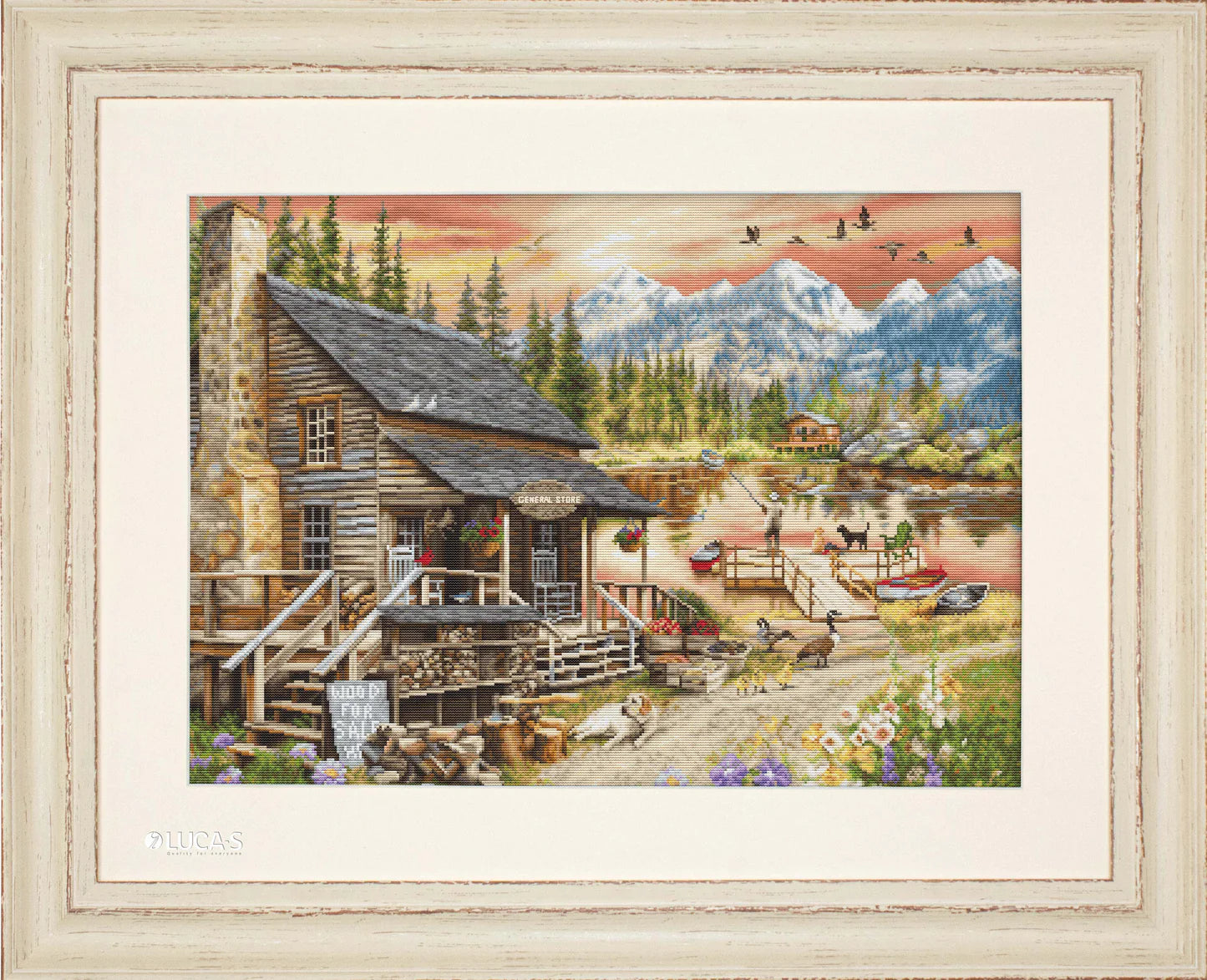 Kit de Punto de Cruz Luca-S Gold - Log Cabin General Store B2413
