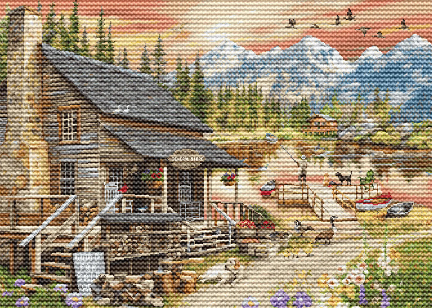 Kit de Punto de Cruz Luca-S Gold - Log Cabin General Store B2413