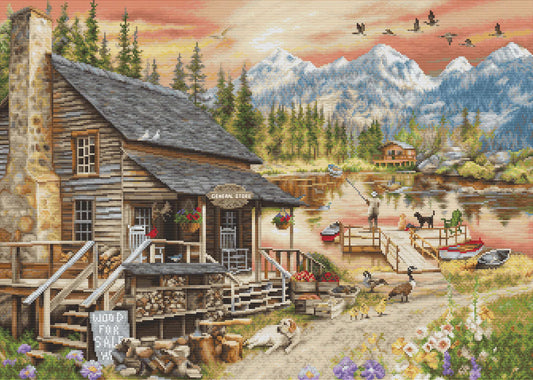 Kit de Punto de Cruz Luca-S Gold - Log Cabin General Store B2413