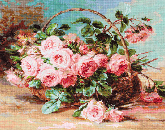 B547 Cesta de rosas rosadas - Kit de Punto de Cruz Luca-S