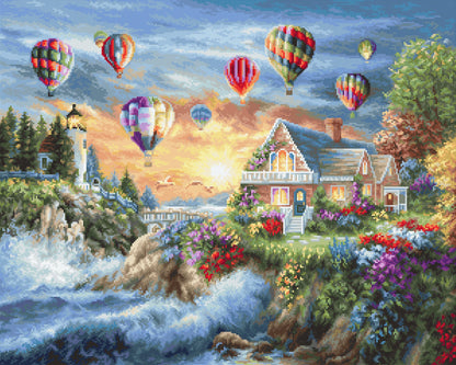 Kit de Punto de Cruz B614 'Balloons over Sunset Cove' de Luca-S Gold