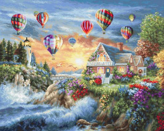 Kit de Punto de Cruz B614 'Balloons over Sunset Cove' de Luca-S Gold