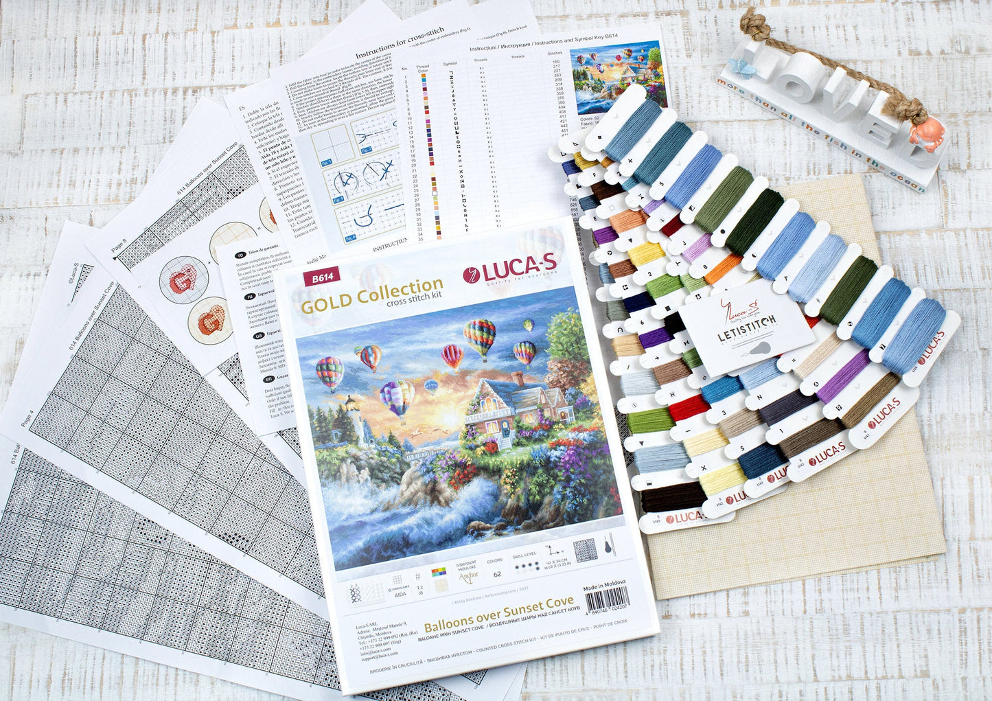 Kit de Punto de Cruz B614 'Balloons over Sunset Cove' de Luca-S Gold