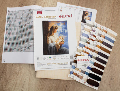 Kit de Punto de Cruz Santa María y el Niño - B617 Luca-S GOLD