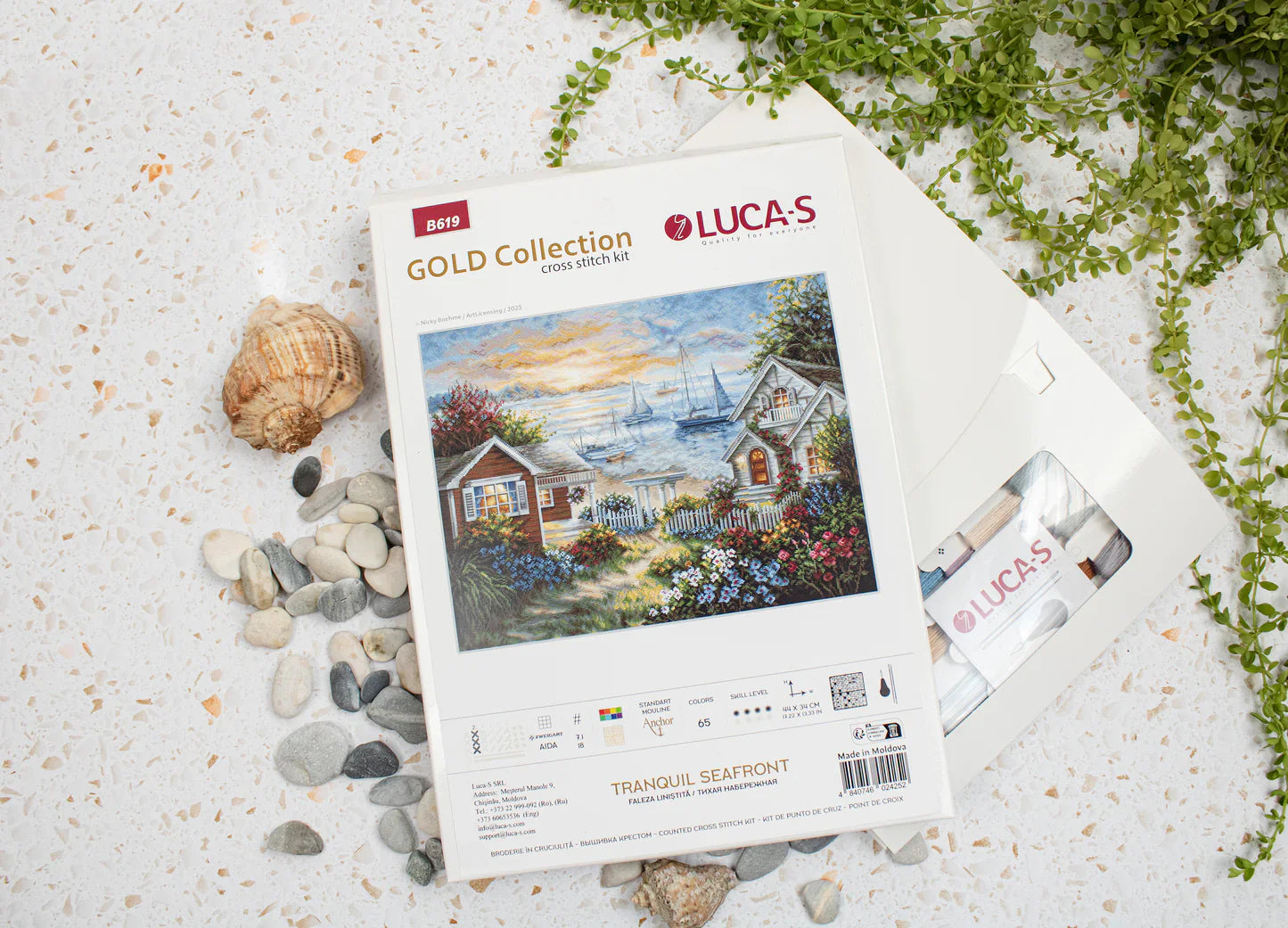Kit de Punto de Cruz Luca-S Gold - Tranquil Seafront B619