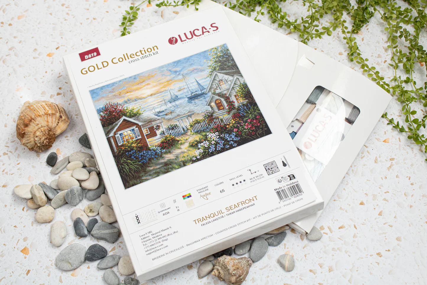 Kit de Punto de Cruz Luca-S Gold - Tranquil Seafront B619