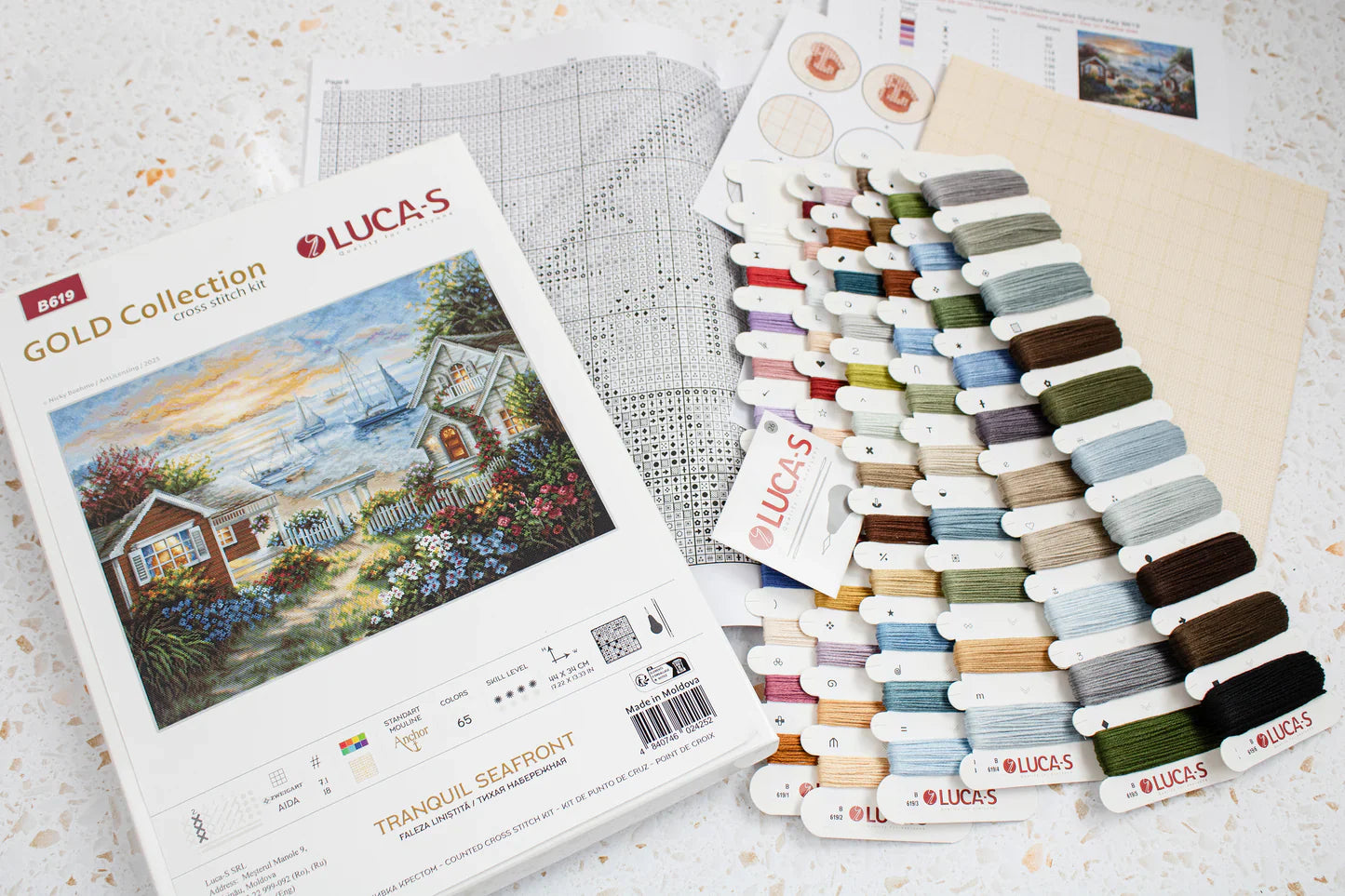 Kit de Punto de Cruz Luca-S Gold - Tranquil Seafront B619