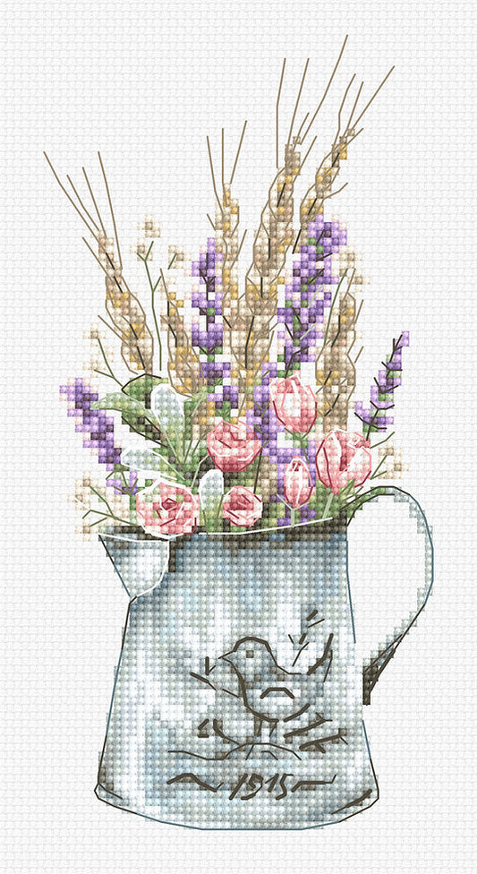 Ramo con lavanda - Luca-S B7008  - Kit de Punto de Cruz