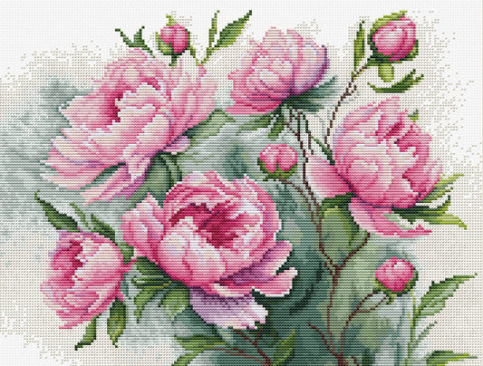 Kit de Punto de Cruz - The Charm of Peonies - B7019 Luca-S