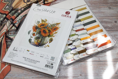 Kit de Punto de Cruz - Jarrón con Girasol - B7025 Luca-S