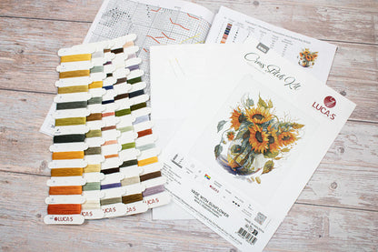 Kit de Punto de Cruz - Jarrón con Girasol - B7025 Luca-S