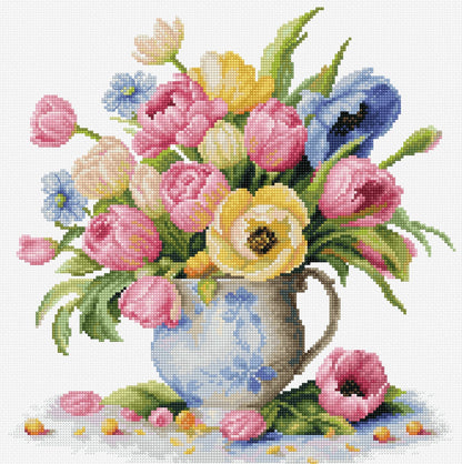 Kit de punto de cruz Luca-S -Tulips Bouquet, B7034